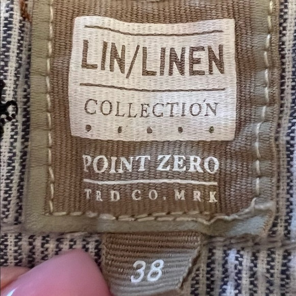 POINT ZERO - Linen shorts - White And blue - Anchor SZ 38 - Picture 2 of 4